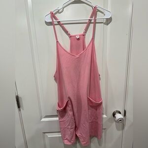 Pink Women's Casual Romper with Pockets